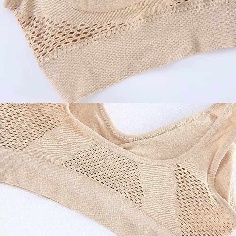 Seamless Mesh Women Sports Bras Fitness Gym Running Underwear Shockproof Bra Wireless 6XL plus Size Crop Top Breathable Yoga Bra