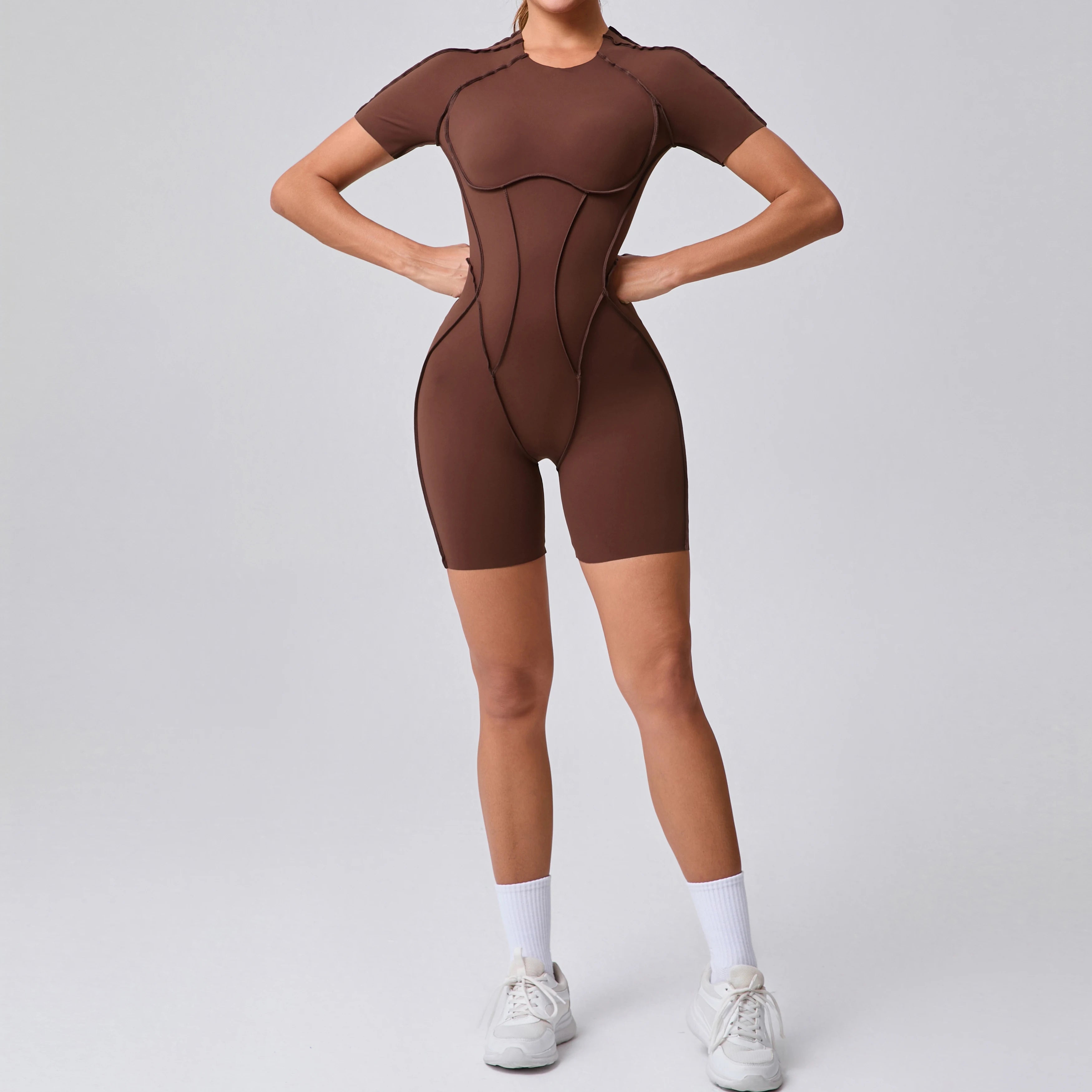 Short Jumpsuit Gym Clothes for Women Sportswear Fitness Overalls Backless Scrunch Booty Yoga Suit Sports Set Outfit