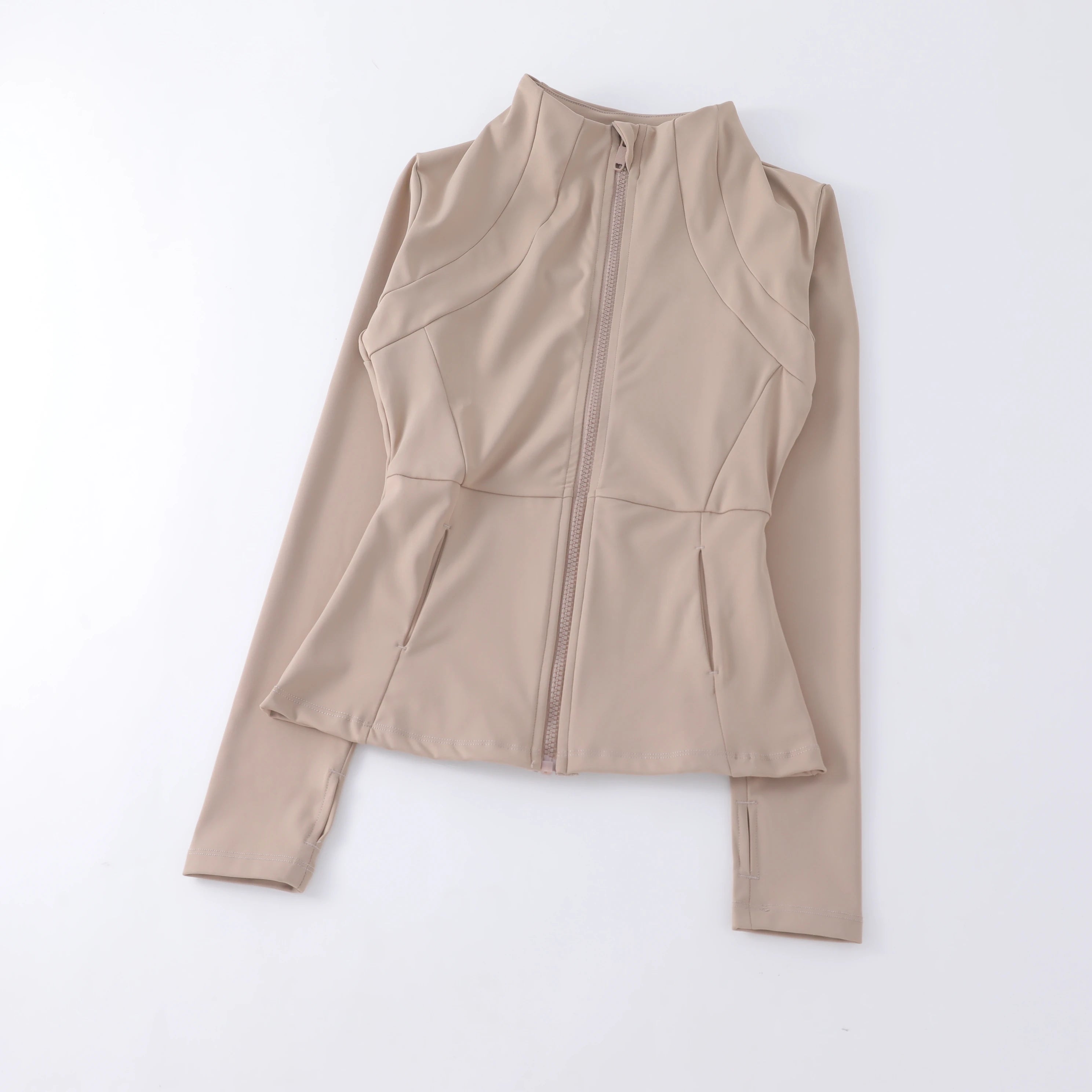 New Yoga Wear Ladies Coat round High Elastic Loose Exercise Yoga Fitness Long Sleeve Stand-Up Collar Yoga Tops