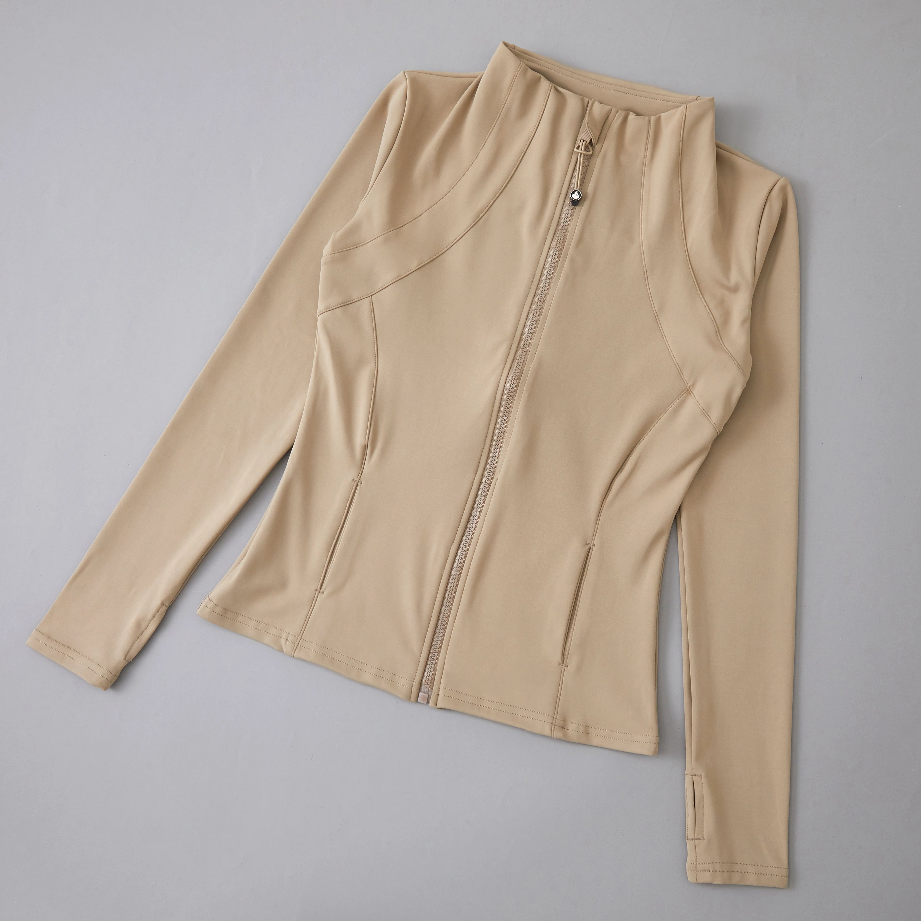 New Yoga Wear Ladies Coat round High Elastic Loose Exercise Yoga Fitness Long Sleeve Stand-Up Collar Yoga Tops
